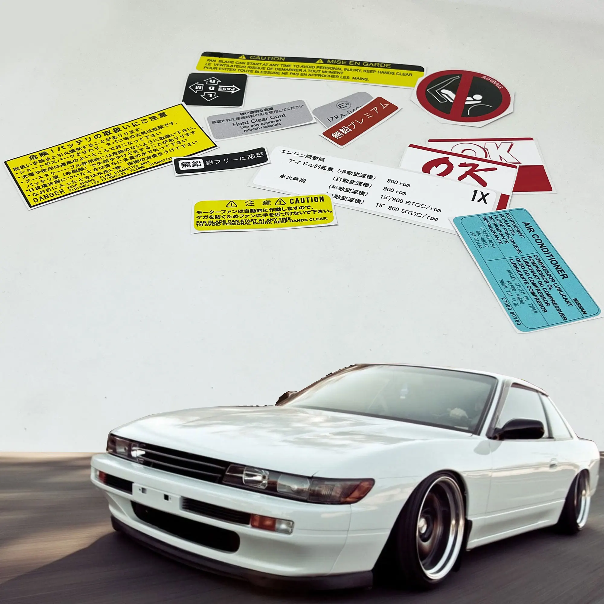 Per Nissan 200Sx S13 S14 Silvia 240Sx Fabbrica Oem Sticker Warning Label Emblema Underbonnet Restauro Jdm Accessori Per Auto