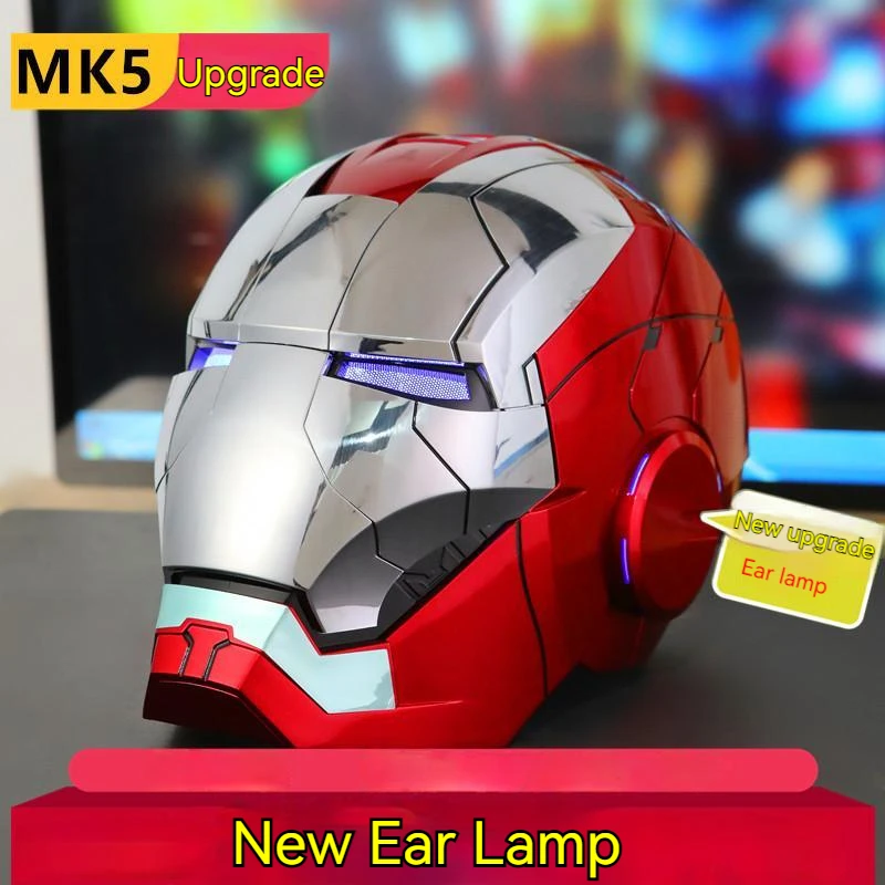 Iron Patriot Helmet Blue Cosplay 1:1 Mk5 Con Led War Machine Casco Elettrico Open Close Modello Di Telecomando Vocale Inglese