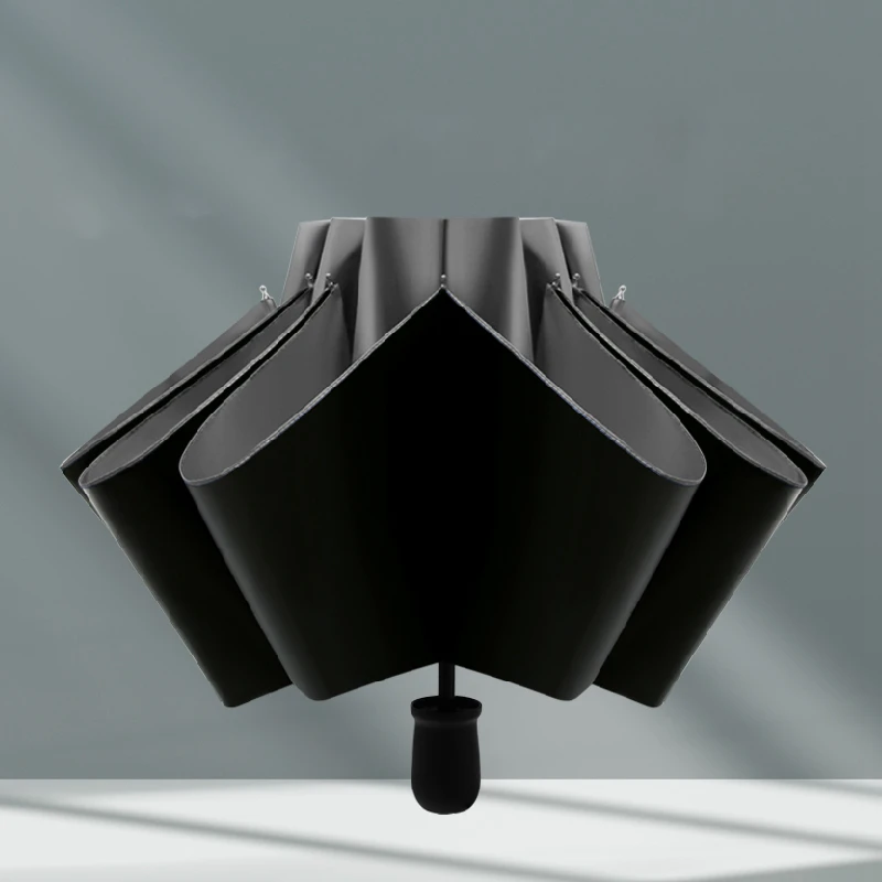 Ombrello Pieghevole Da Uomo D'Affari Grande Ombrello Nero Inverso Forte Ombrello Portatile Antivento Guarda Chuva Necessità Quotidiane