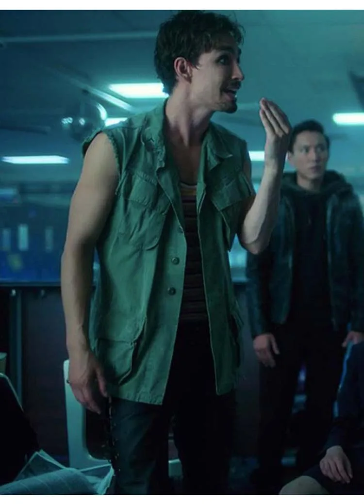 Mei Mei Produzioni "The Umbrella Academy" Robert Sheehan Army Green Jacketrobert Sheehan The Umbrella Academy Vest