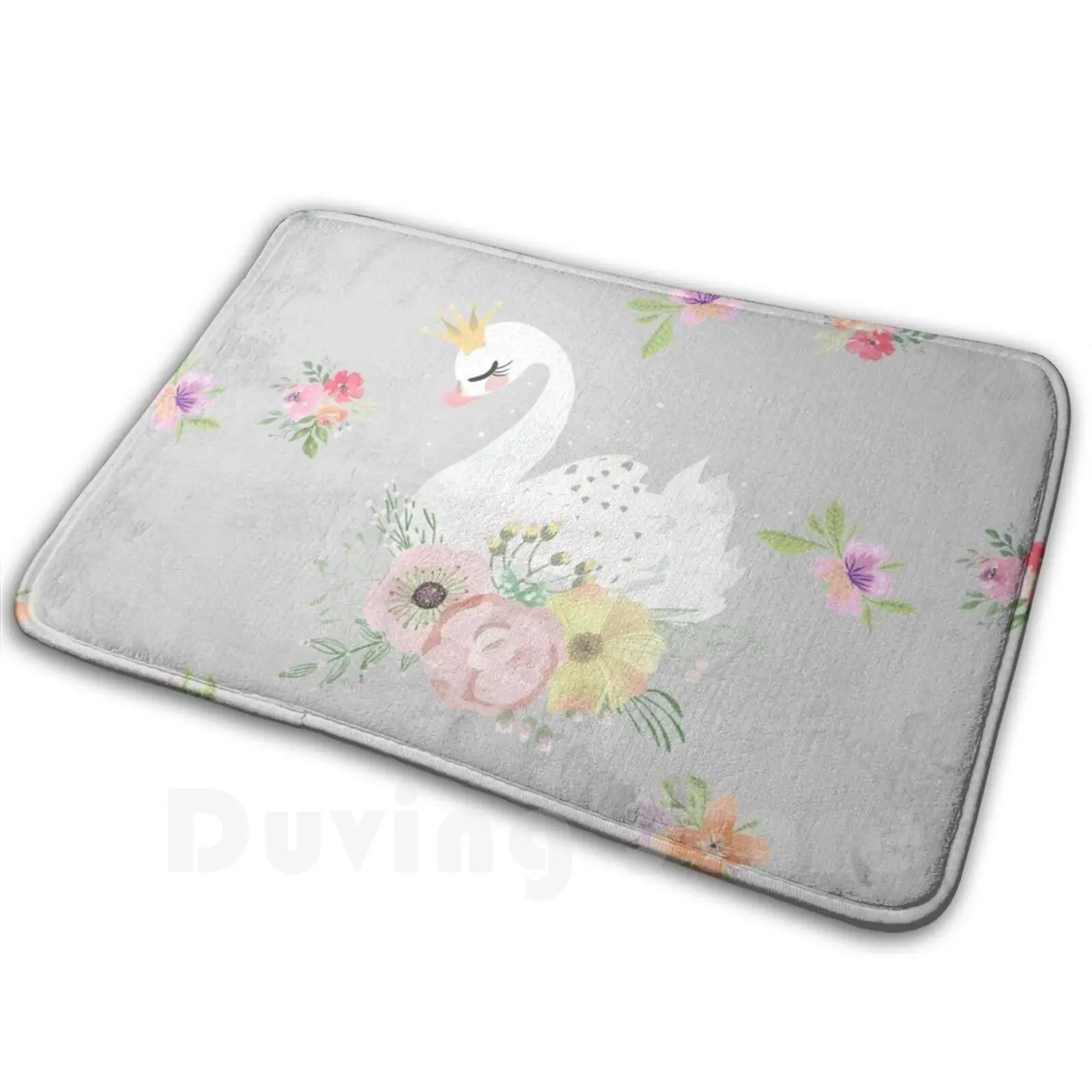 Little Swan Floral Carpet Mat Tappeto Cuscino Soft Odette Ballet Swan Lake Swan Con Corona Fiori Swan Princess Cute Baby
