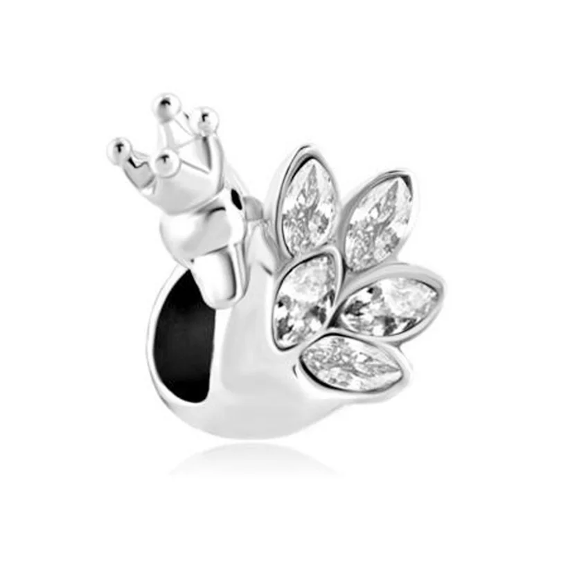 Fit Pandora Charm Bracciali Feather Crown Swan Princess Charm Bead Per Bracciale Perline Per La Creazione Di Gioielli