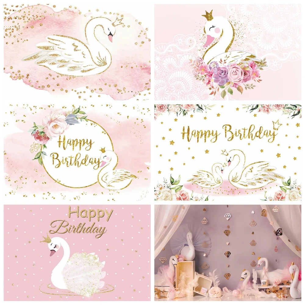 Yeele Pink Swan Princess Crown Photocall Baby Girl Birthday Luccica Fotografia Sfondo Sfondi Fotografici Studio Fotografico
