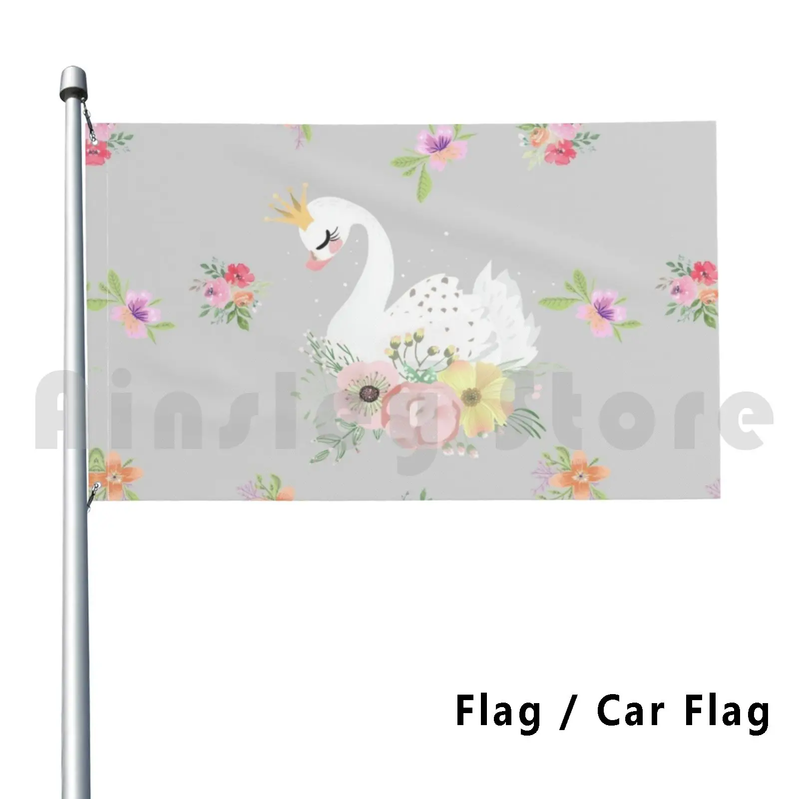 Little Swan Floral Outdoor Decor Flag Car Flag Odette Ballet Swan Lake Swan Con Corona Fiori Swan Princess Cute Baby