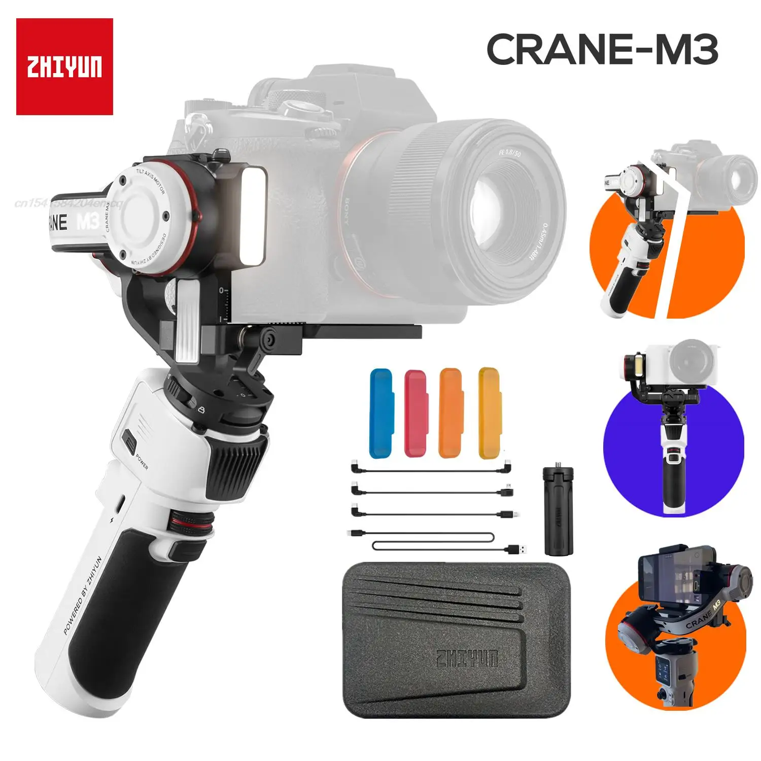 Zhiyun Crane M3 Camera Gimbals Stabilizzatore Portatile Per Smartphone Dslr Telefono Mirrorless Action Fotocamere Compatte Nuovo Arrivo M2