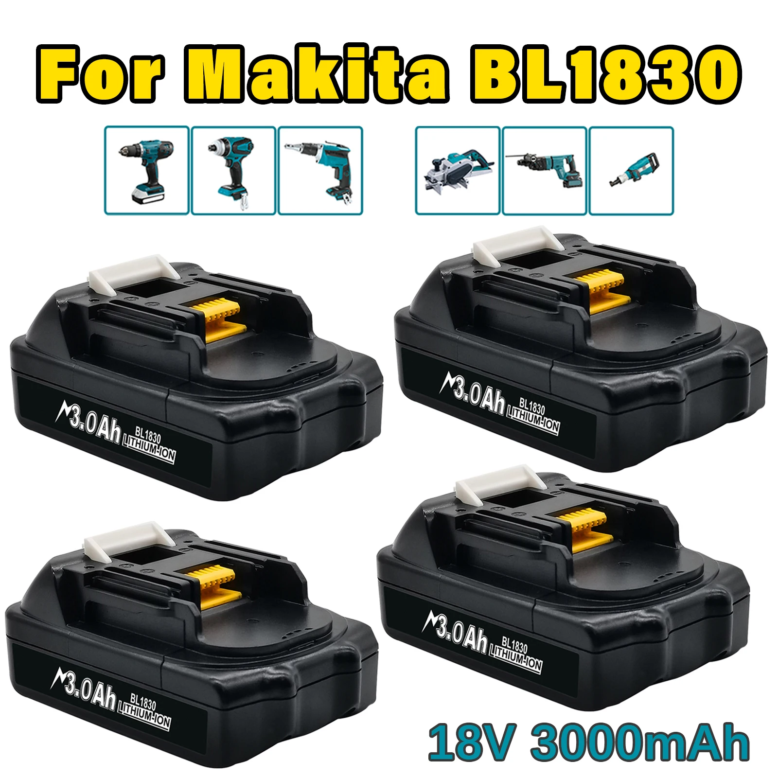 Powtree Per Makita Bl1830 18V 3000Mah Sostituzione Batteria Utensili Elettrici Bl1815 Bl1840 Lxt400 194204-5 194205-3 194309-1