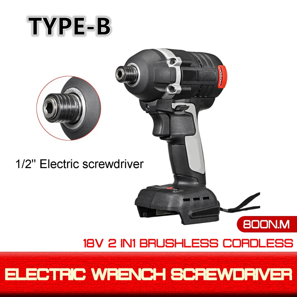 2 In1 800N.M. 18V Li-Ion Brushless Cordless Elettrico 1/2 "Chiave 1/4" Cacciavite Trapano Di Ricambio Per Batteria Makita Dtw285Z