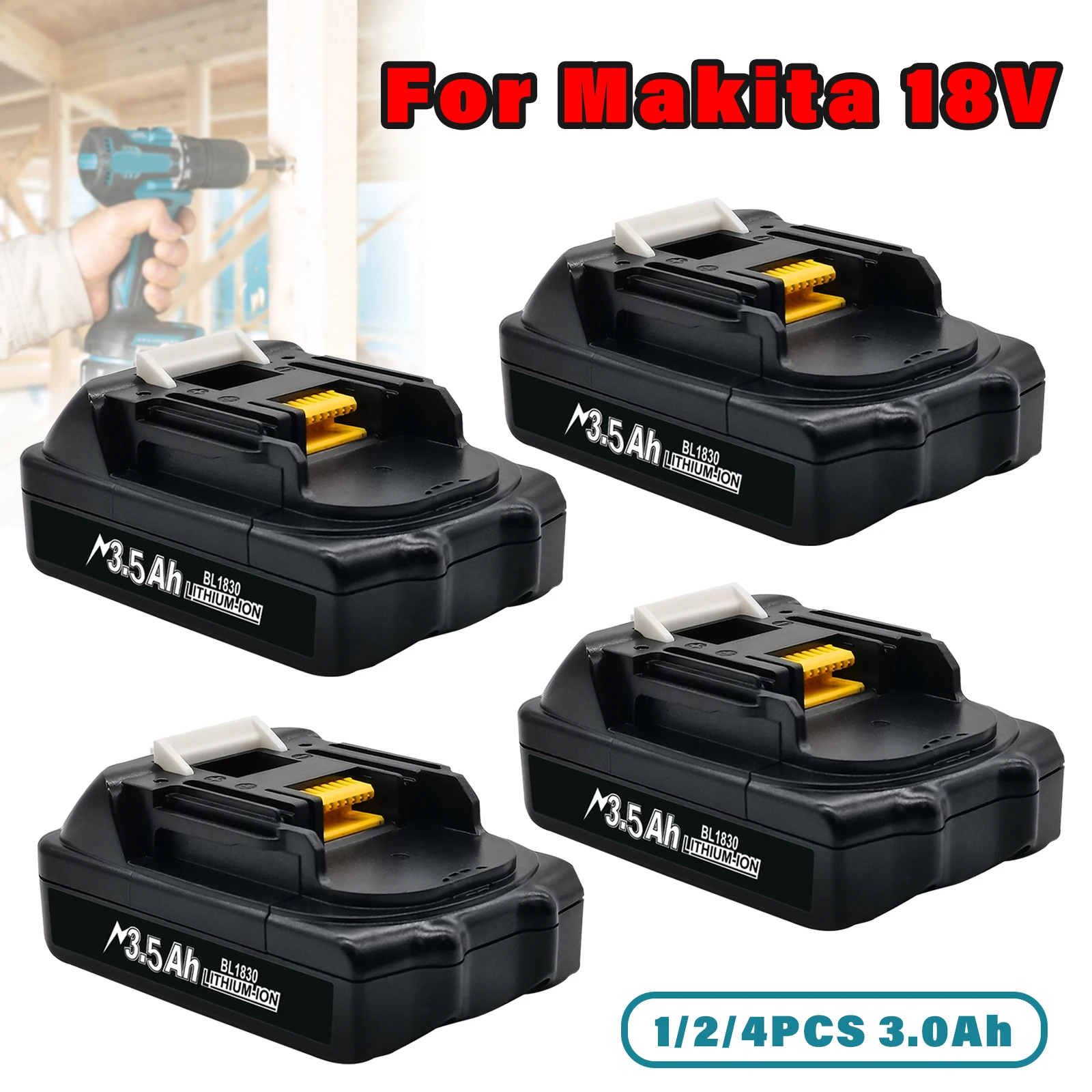 Powtree Per Makita Bl1830 18V 3000Mah Sostituzione Batteria Utensili Elettrici Bl1815 Bl1840 Lxt400 194204-5 194205-3 194309-1