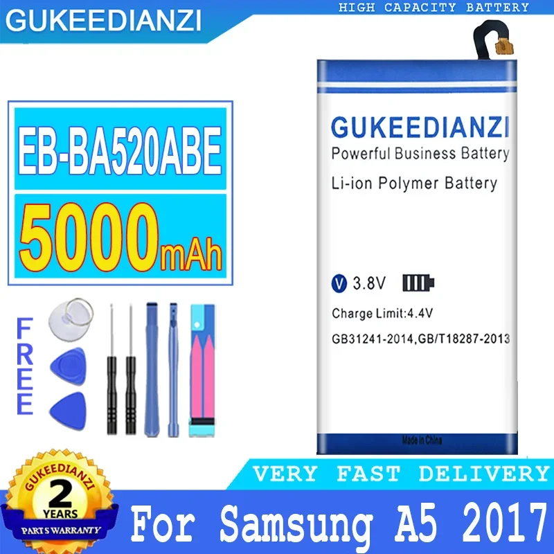 Batteria Gukeedianzi Eb-Ba520Abe Per Samsung A5 2017, A520, Sm-A520F, Sm-A520F, Ds, Sm-A520K, Sm-A520L, Sm-A520S, 5000Mah