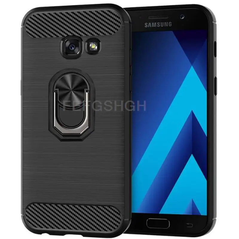 Custodia Protettiva Morbida Spazzolata In Fibra Di Carbonio Per Samsung Galaxy A5 2017 A5200 A520F Supporto Per Anello Supporto Antiurto Per Telefono