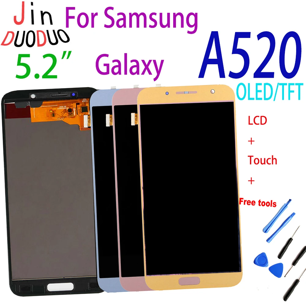 5.2 "Amoled Per Samsung Galaxy A5 2017 A520 Display Lcd Touch Screen Digitizer Assembly Per Samsung A520 Lcd Sostituzione Sm-A520F