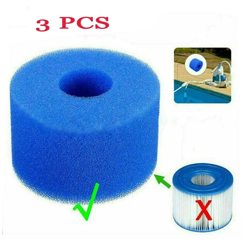 3 Pezzi Per Cartuccia Filtrante Intex Pure Spa Riutilizzabile/Lavabile In Schiuma Tipo S1