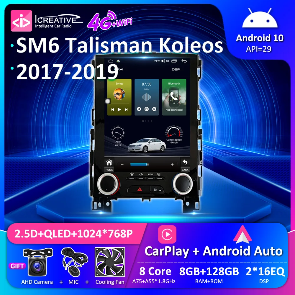Android 10.0 Autoradio Per Renault Samsung Sm6 Talismano Koleos Megane 4 2017 2018 2019 Multimedia Tesla Vetical Qled Navi Hu Dvd