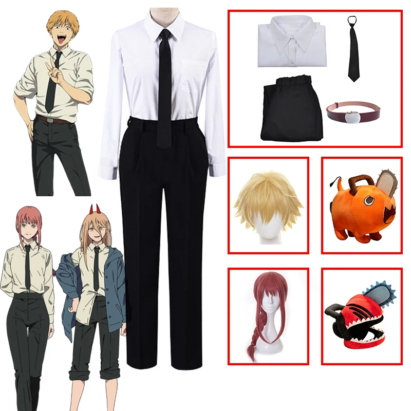 Anime Motosega Uomo Denji Costume Cosplay Halloween Carnival Power/Makima Abbigliamento Donna Pochita Doll Devil Horn Copricapo