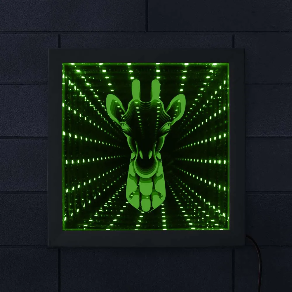 Giraffa Led Tunnel Lamp Infinity Illuminato Specchio Zoo Animal Night Light Atmosphere Light Luminaria Lampada Da Parete Da Tavolo
