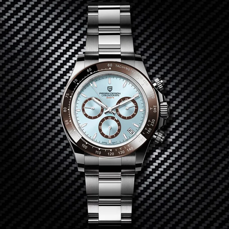 Pagani Design New Quartz Sport Chronograph 100M Impermeabile Ar Sapphire Mirror Watch Per Uomo Tmi Vk63 Dive All Steel Orologio Da Polso