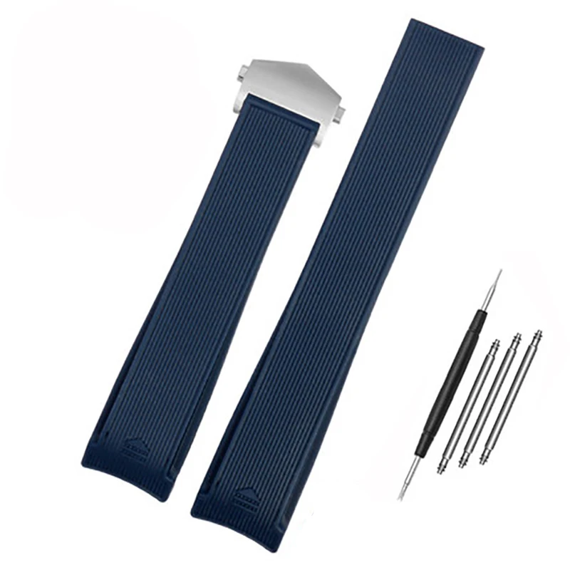 Cinturino In Silicone Con Estremità Curva Da 22Mm Per Cinturino Impermeabile 300 Way201B 5 Nero Blu