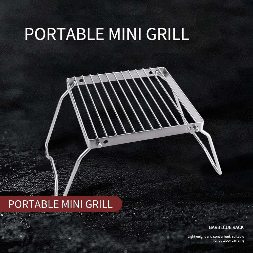 Mini Falò Portatile Per Il Campeggio, Grate Per Picnic All'Aperto, Supporto Per Stufa In Acciaio Inossidabile, Griglia Pieghevole, Strumento Per Barbe