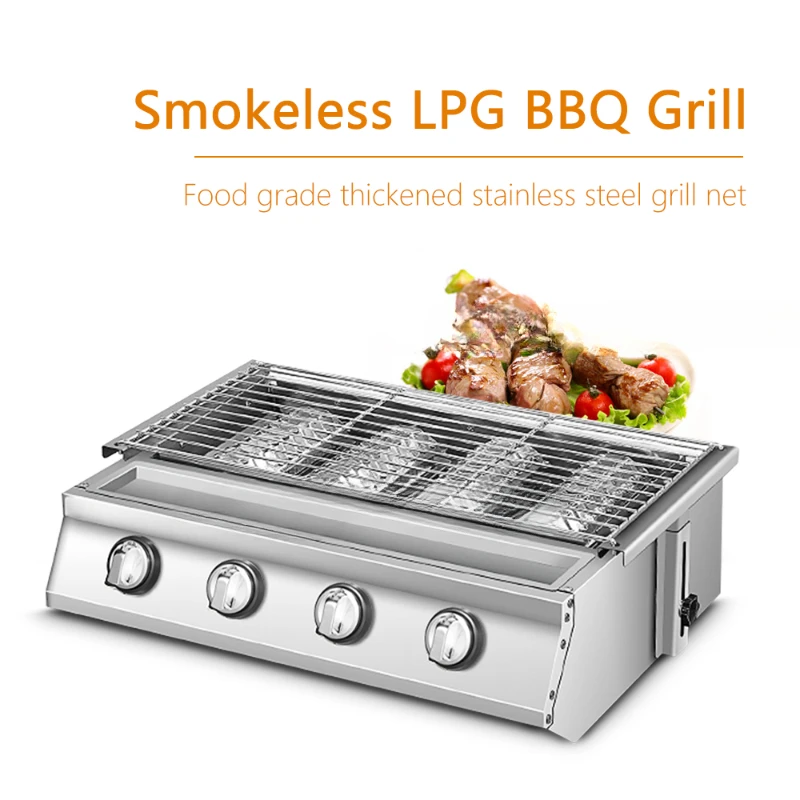 2/3/4 Bruciatori Bbq Grill Gpl Gas Grill Fornelli A Gas Bruciatori In Acciaio Inox Con Coperture In Vetro Barbecue Da Campeggio All'Aperto