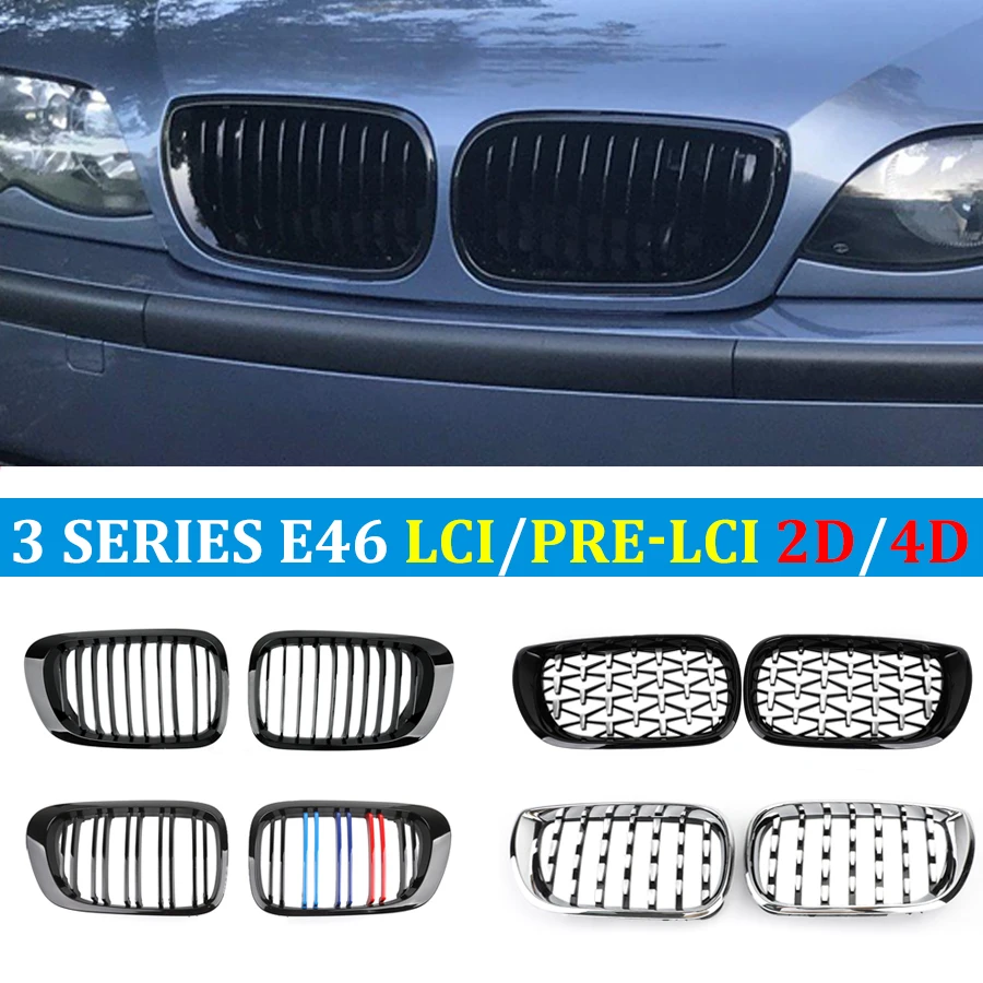 Griglia Nera Rene Anteriore Auto Per Bmw E46 Grill Facelift Prefacelift 2 Porte Coupé/4 Porte Sedan Tuning