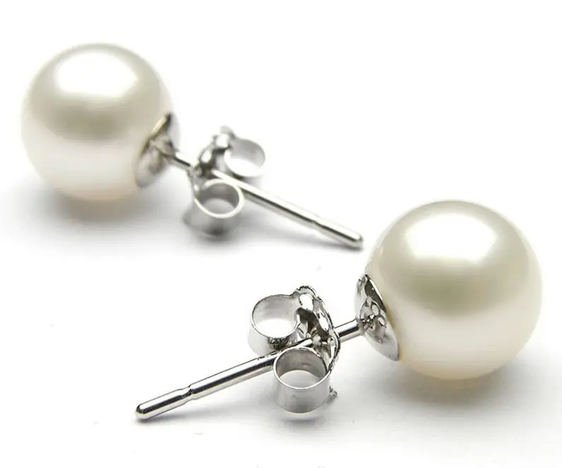 Affascinante Aaa 9-10Mm Bianco Genuine South Sea Orecchino Di Perla 14 R