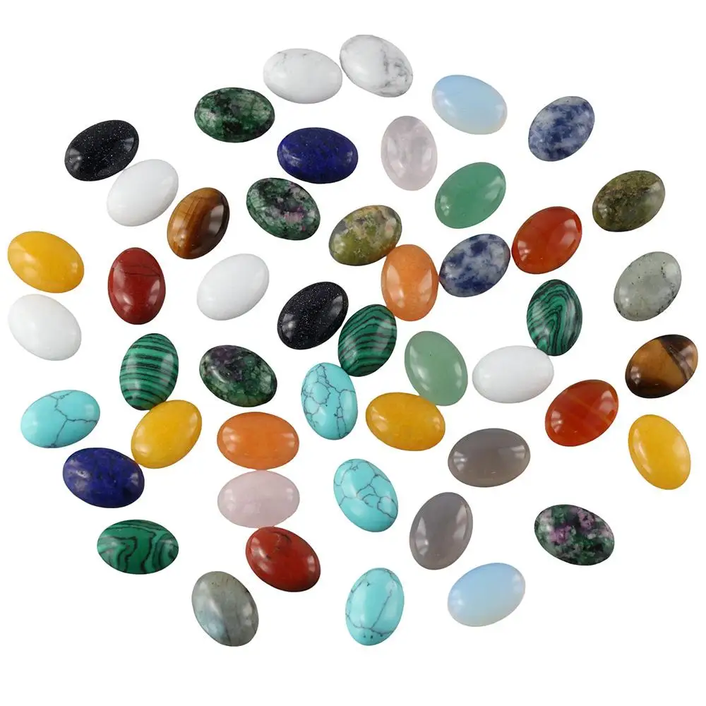 48 Pcs Ovale Ovale Tinto Cabochon Di Agata Naturale 14*10Mm Cabochon Di Pietra Ovale Flatback Orecchini Di Cabochon Di Pietre Preziose Multicolori