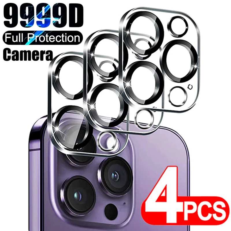 4Pcs Full Cover Protective Glass For Iphone 14 Pro Max Plus 3D Rear Camera Glass Anti-Scratch Protective Film For Iphone 14 Plus