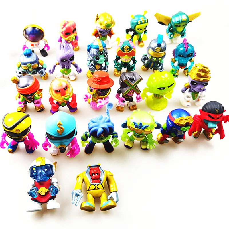 3Pcs 4Cm Treasure Alien Action Figure Blocks Doll Kids Collection X Skeleton Gold Toy