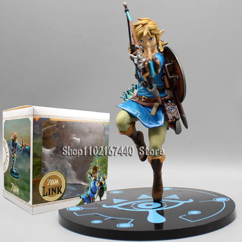 22Cm La Leggenda Di Zelda Link Statue Breath Of The Wild Figurine Link Action Figures Sword Light Bow Model Pvc Collection Toys