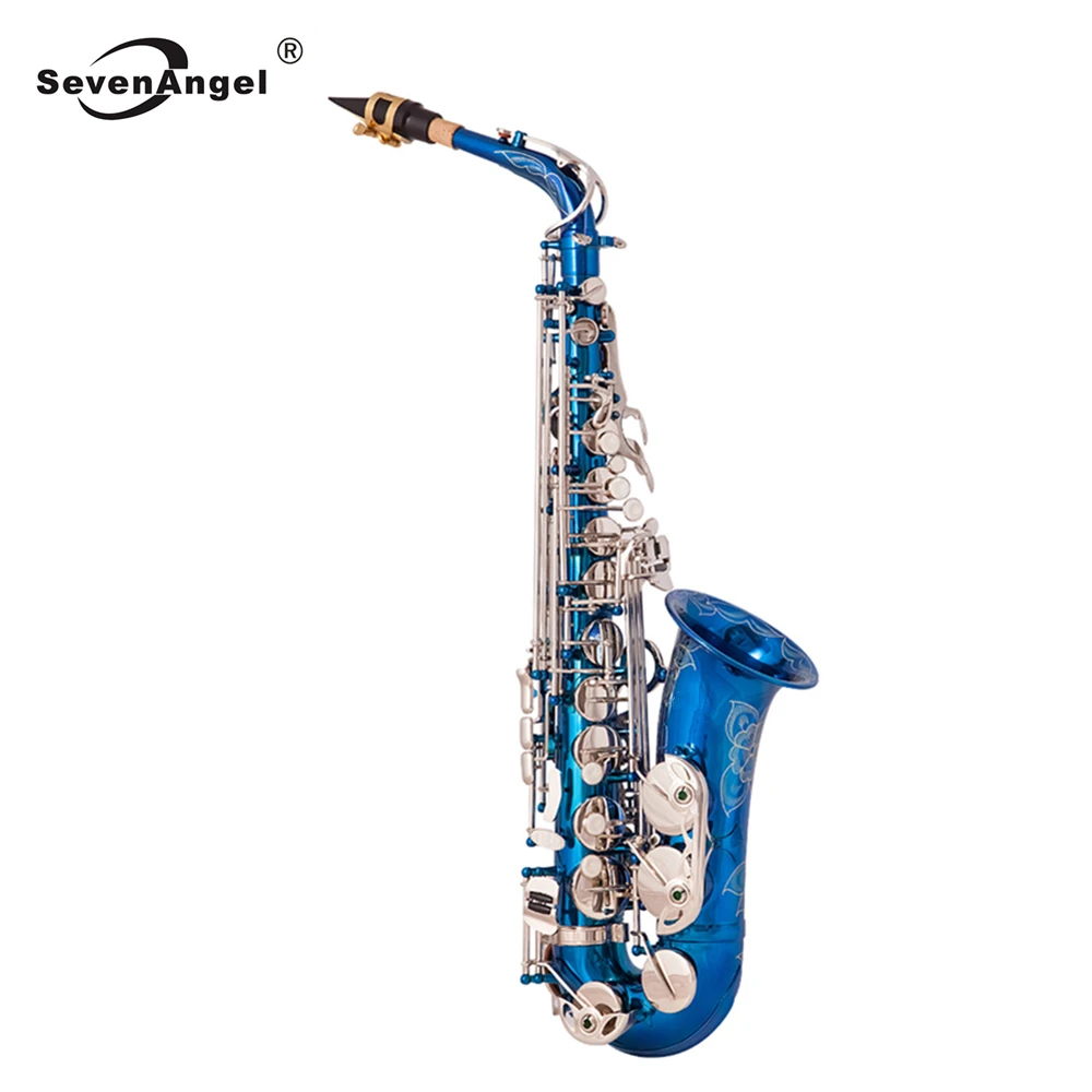 Sassofono Di Alta Qualità Blu Argento Eb Alto Sax Ottone Laccato E Piatto Sax 802 Strumento Musicale A Fiato Tipo Chiave Con Custodia