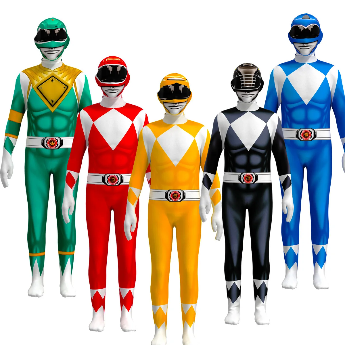New Power Samurai Rangers Costume Cosplay Adult Kids 3D Style Tuta Dress Party Zentai Suits Alta Qualità