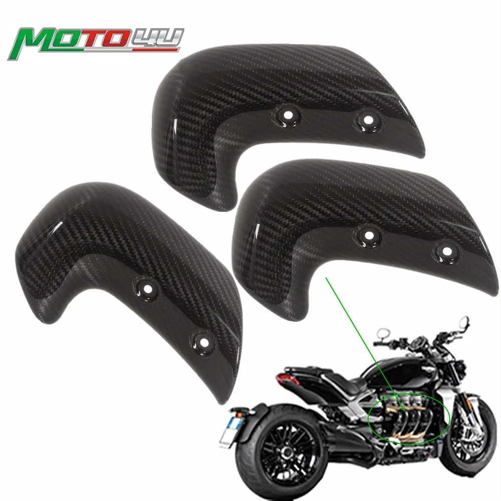 3 Pz Per Triumph Rocket Iii Rocket3 2020 2021 2022 2023 Full Carbon Fiber Scarico Scudo Termico Accessori Moto Copertura Twill
