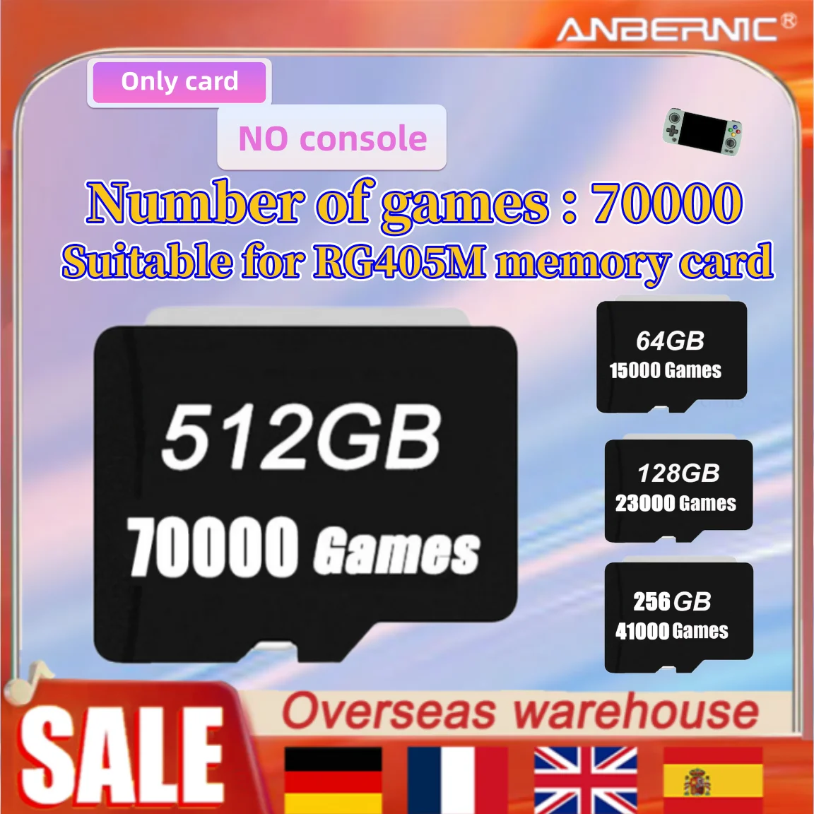 512G Anbernic Sd Card Rg405M Tf Card 70000 Giochi Ps Vita 3Ds Game Cube Memory Card Ps2 Mame Psp Videogioco Classic Retro Game