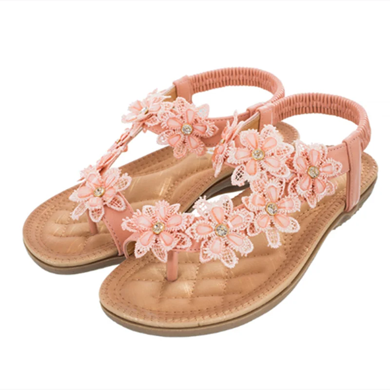 Lady 2023 Green Pink Sweet Flowers Sandali Zoris Summer Beach Thongs For Tend Feet Soletta Spugnosa Ampia Vestibilità 36-43 Fascia Elastica
