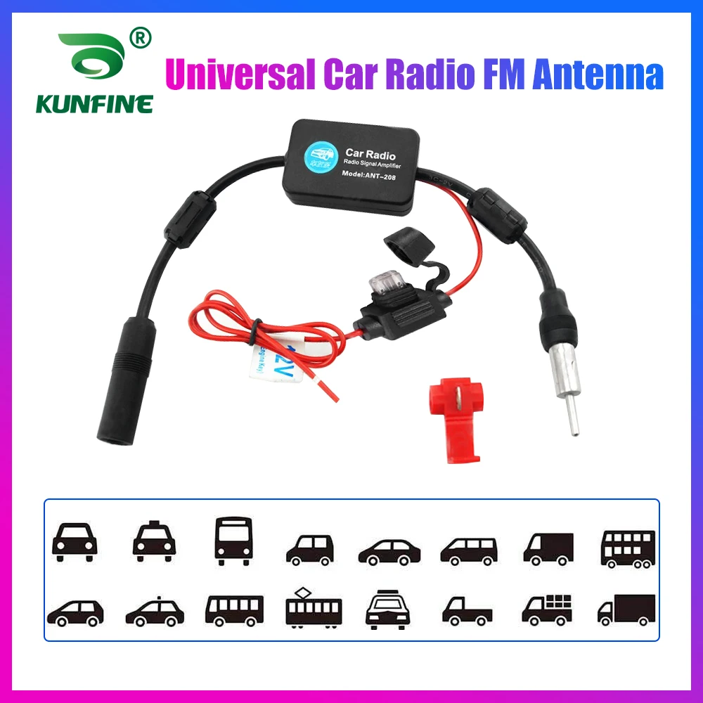 Kunfine Universale Auto Car Radio Fm Antenna Amplificatore Del Segnale Del Ripetitore Per Marine Auto Barca Rv 12V Segnale Antenna Migliorare