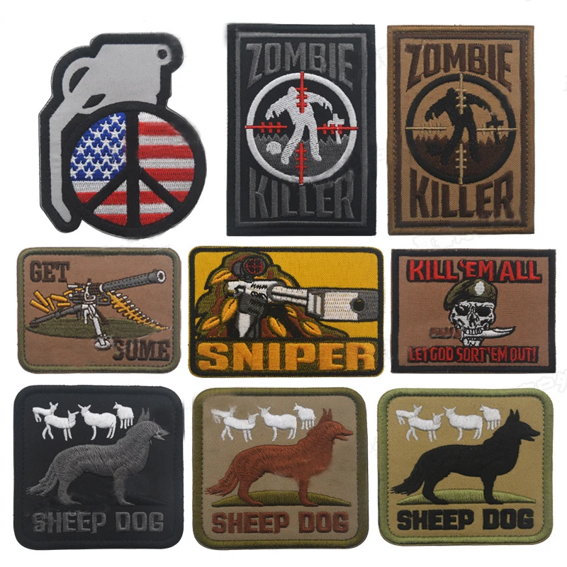 Ottieni Alcuni Zombie Killer Cane Da Pecora Patch Per Ricamo Medico Distintivi Emblema Esercito Militare Accessorio Hook And Loop Tattico