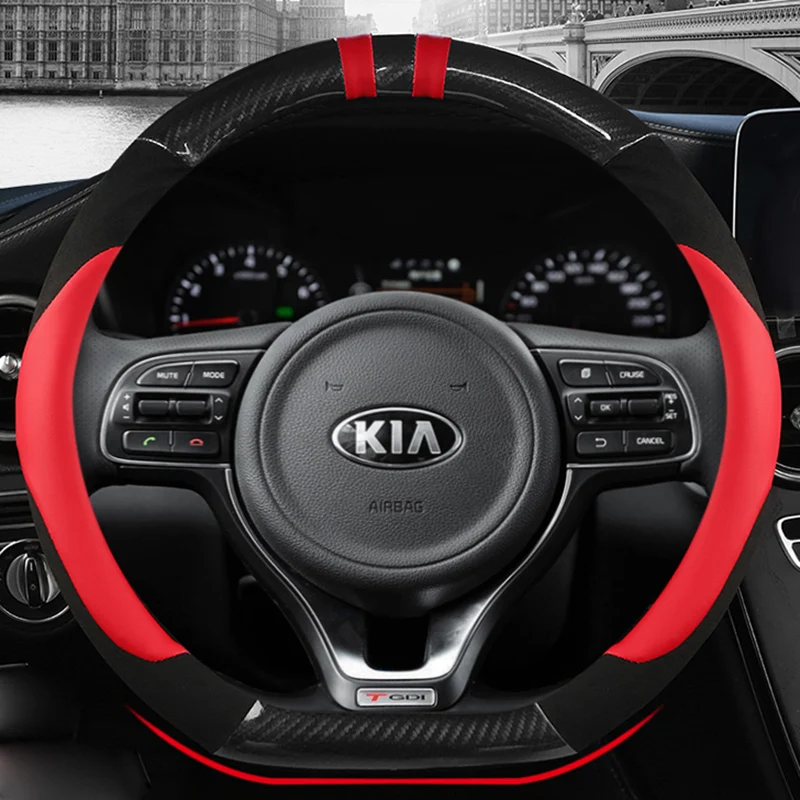 D Tipo Stering Wheel Cover Wrap Per Kia Stinger Soul 2018-2021 Picanto X-Line Morning Ceed Gt Stonic Sportage Procedere K5 Optima