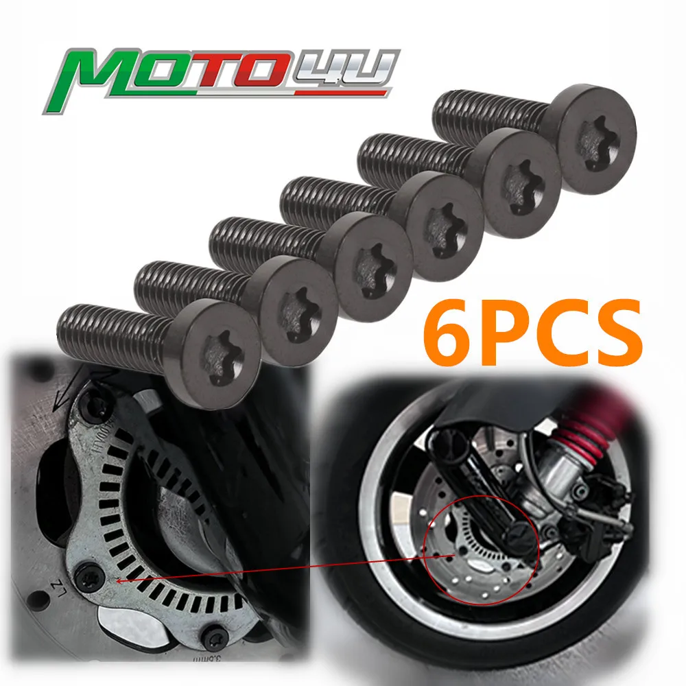 6 Pz Viti Freno A Disco Anteriore M6 * 20 Titanio Scooter Freno A Disco Viti Di Fissaggio Moto Per Vespa Gts300 Gts 300 250 150