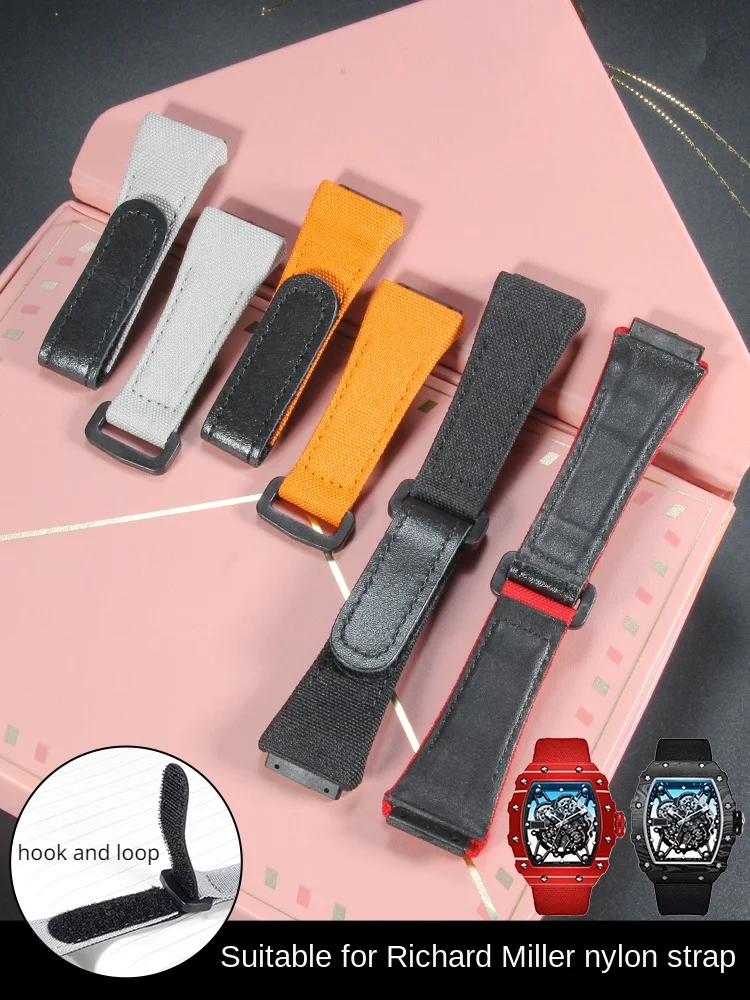 Cinturino Per Orologio In Tela Di Nylon Per Richard Mille Rm50 53 Series Geya Hook And Loop Comodo Cinturino 25Mm