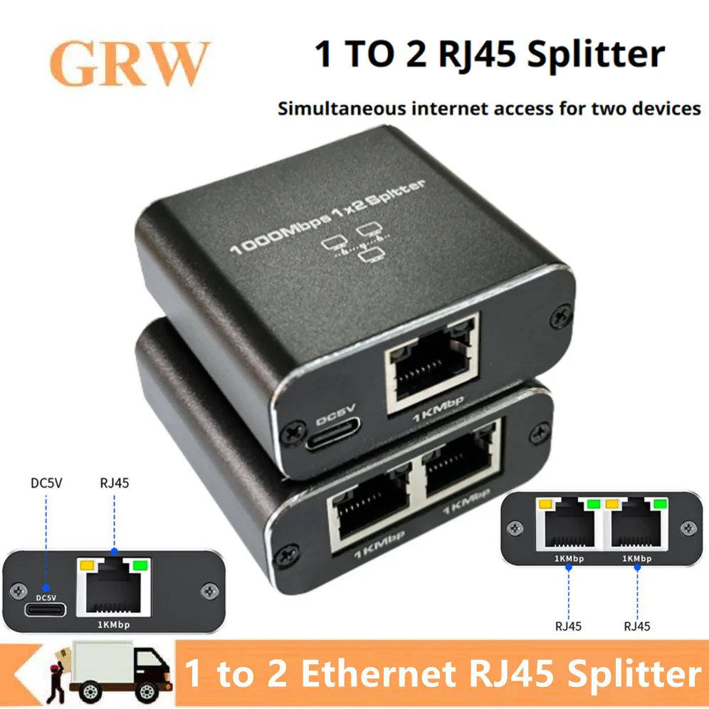 Rj45 Splitter 1 In 2 Out Adattatore Ethernet Gigabit Internet Network Cable Extender Connettore Rj45 Per Pc Tv Box Router Sharer