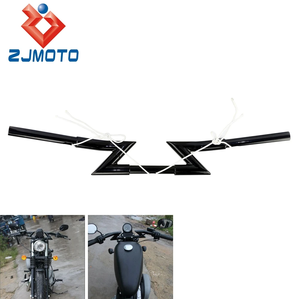 Manubrio Universale Nero Opaco Per Moto Crazy Z-Bars 1 "Per Harley Sportster Dyna Softail Fxd Xl 1200 883