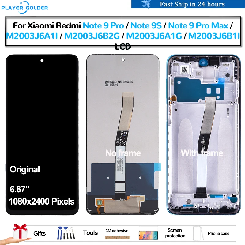Originale Per Xiaomi Redmi Note 9 Pro Note 9S Note 9 Pro Max Pantalla Display Lcd Touch Panel Screen Digitizer Assembly Repair