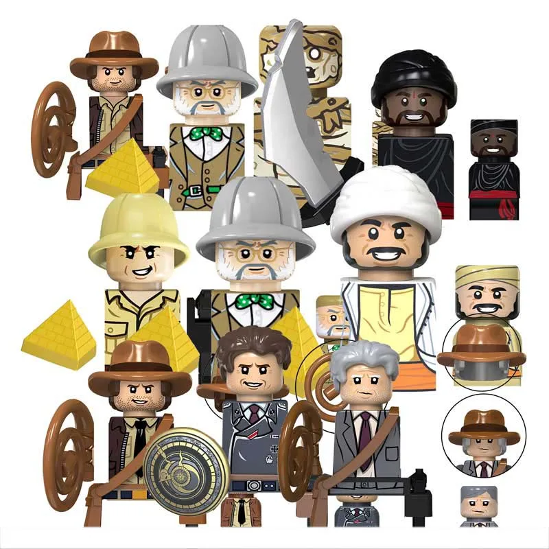 Wm Tv6301 Film Indiana Jones Professor Henry Rene Mummie Belloq Building Blocks Cartoon Mini-Figure Action Toy Bricks Kids