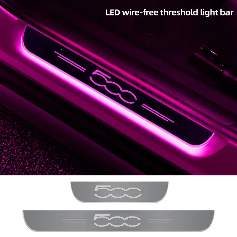 Per Fiat 500 500X 500L 500C Topolino Wireless Rimovibile Porta A Led Luce Ambientale Davanzale Della Portiera Dell'Auto Striscia Di Protezione Del Ped