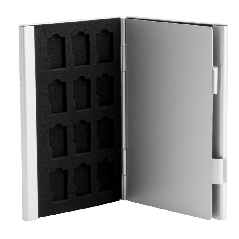 G5Aa Silver Aluminum Memory Card Storage Case Box Holder For 24 Tf Micro Sd Cards