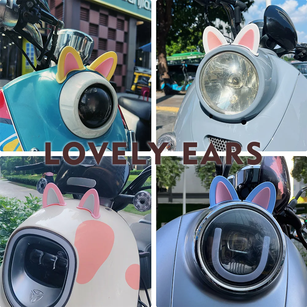Moto Universale Lovely Cat Ears Casco Scooter E-Bike Electromobile Faro Anteriore Lampada Carino Decoratore