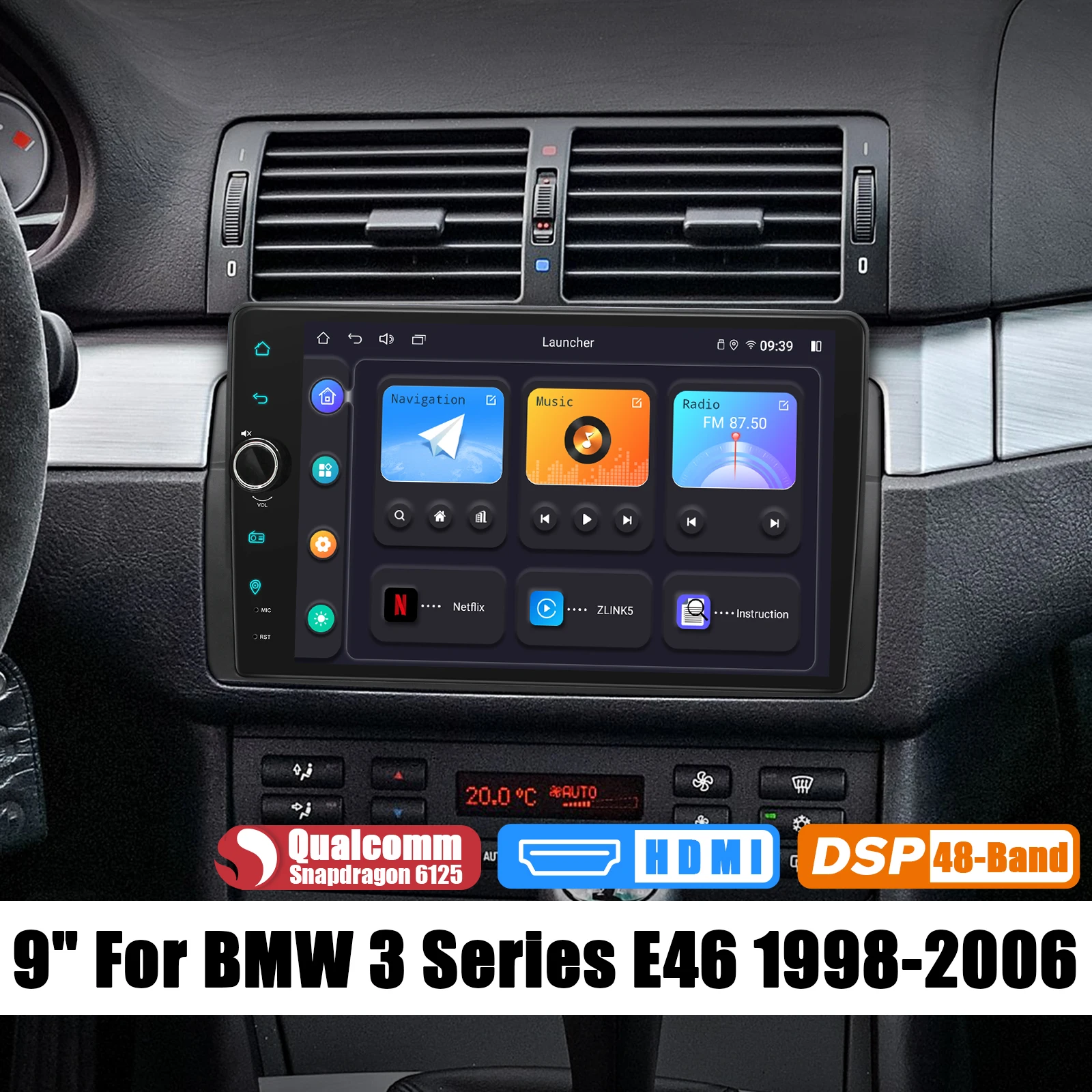 Joyforwa Android 12.0 Car Sound System Head Unit Autoradio Stereo Supporta Android Auto Carplay Per Bmw Serie 3 E46 1998-2006
