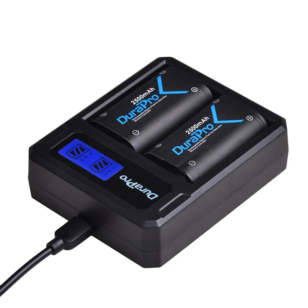 Durapro 2500Mah Xbox One Batteria + Lcd Usb Doppio Caricatore Per Xbox One /Xbox One S/Xbox One X/Xbox One Elite Controller Wireless