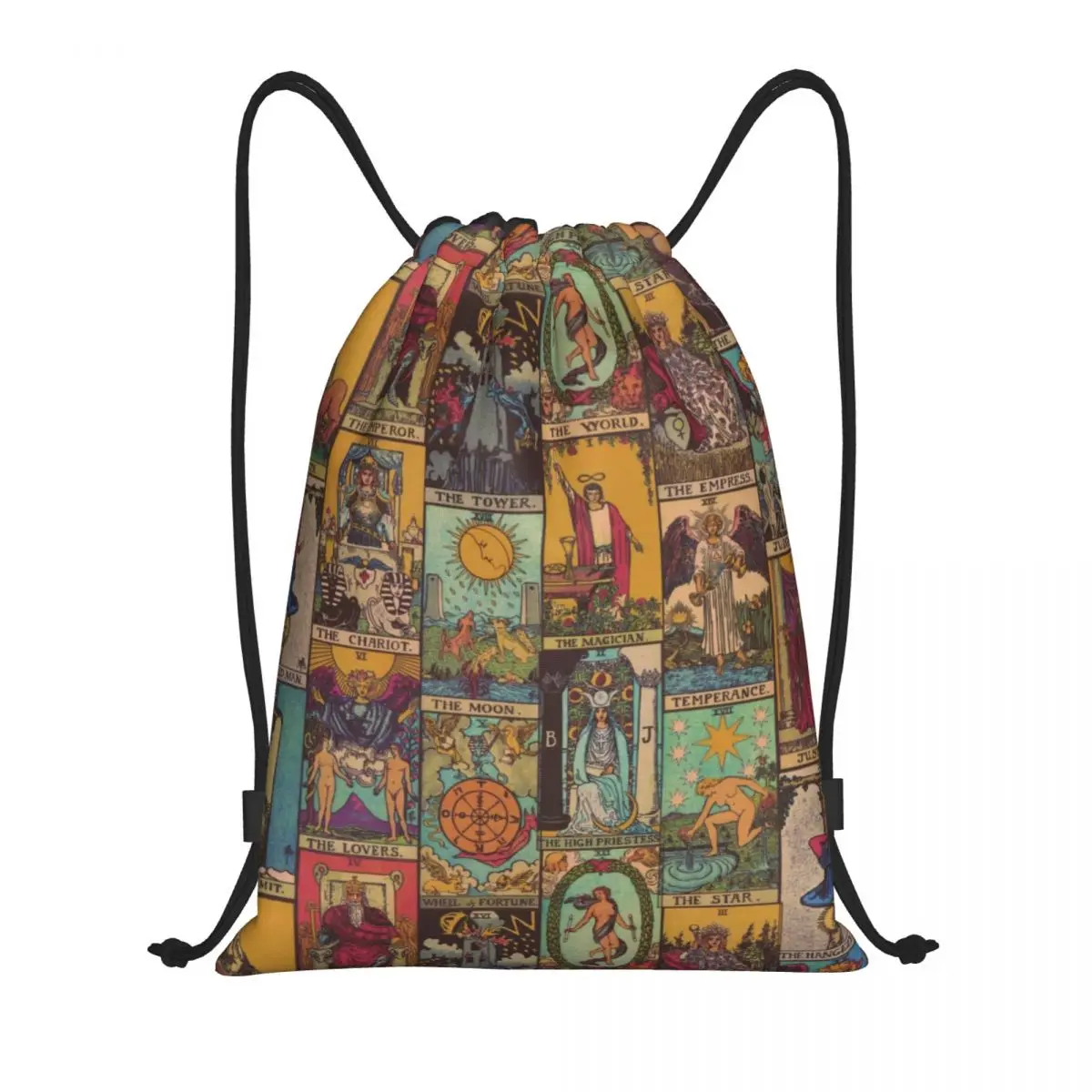 Il Maggiore Arcana Di Tarocchi Vintage Patchwork Zaino Con Coulisse Sport Gym Sackpack Portatile Halloween Witch Training Bag Sack