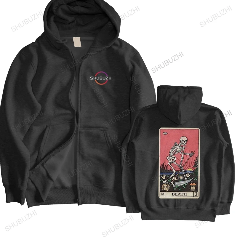 Bel Mens Death Tarot Hoody Cotton Hooded Jacket Major Arcana Halloween Spooky Skeleton Creepy Pullover Shirt Abbigliamento